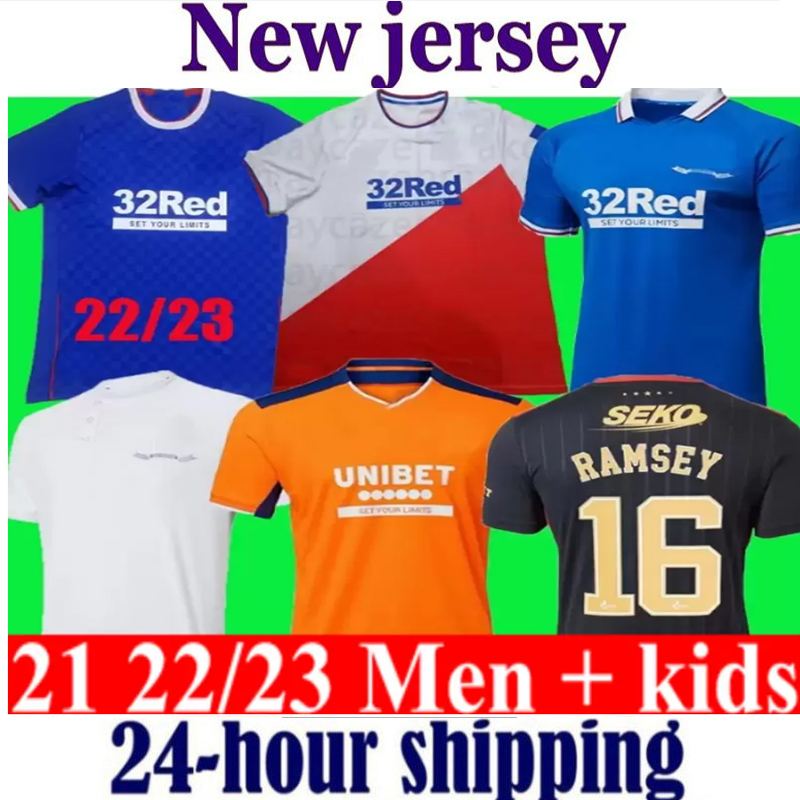 

22 23 Rangers 150th Anniversary Soccer Jerseys Glasgow 2023 TRAINING TEE CHAMPIONS 55 DEFOE BARKER MORELOS SPECIAL 2022 Football Shirts Men kids kit, 2223 home