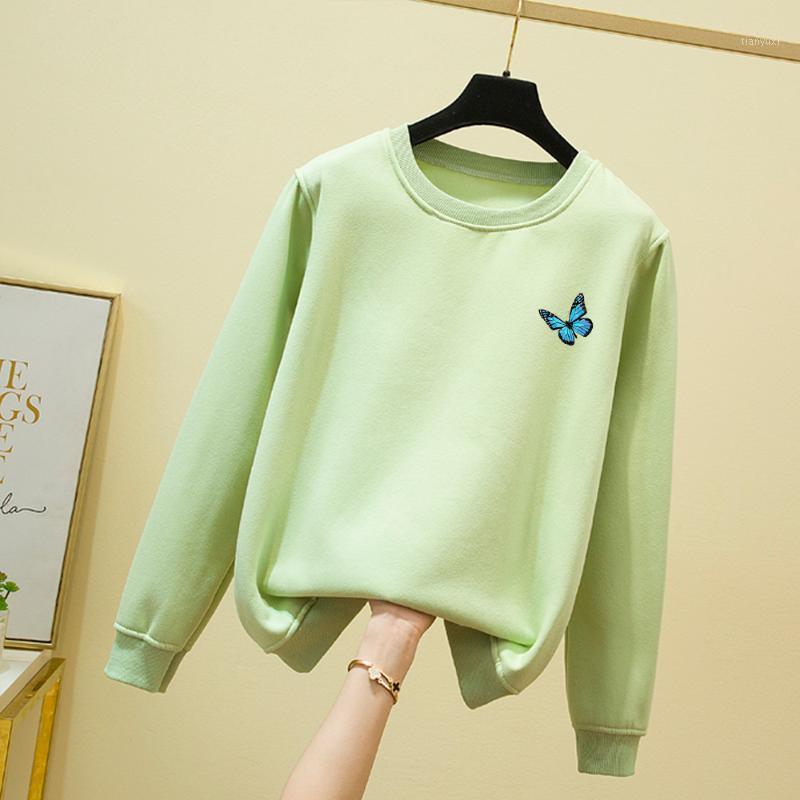 

Women' Hoodies & Sweatshirts Blue Butterfly Printed Women O-Neck Harajuku Aesthetic Oversized Winter Streetwear Hoodie Warme Deken, Yellow