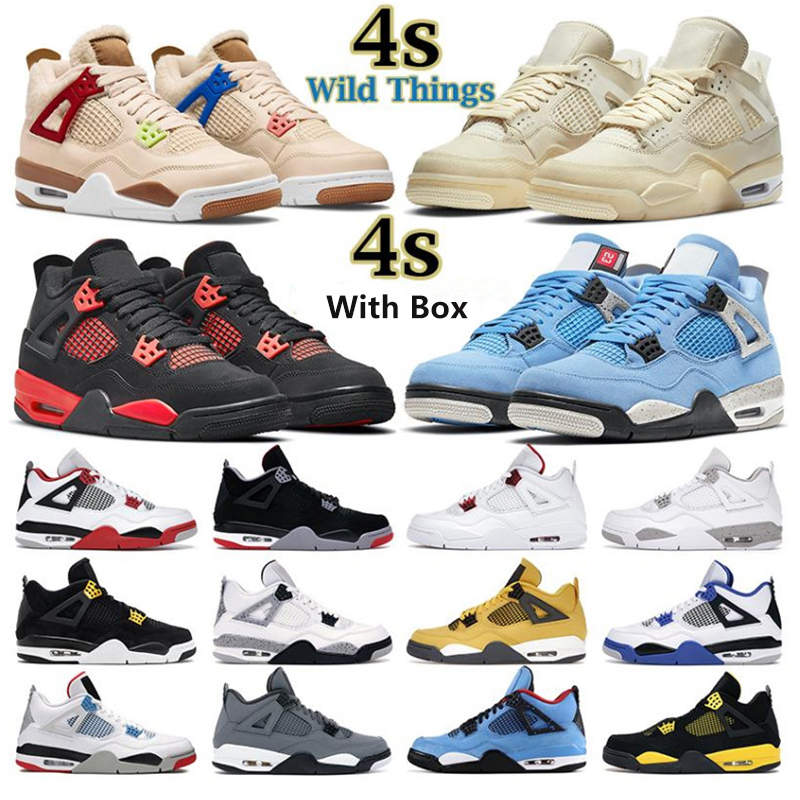 

High Qaulity Men Women Basketball Shoes 4s jumpman 4 Red Thunder Wild Things University Blue Black Cat Fire Motorsports Sail Metallic Purple Mens Trainers Sneakers, Colour 31