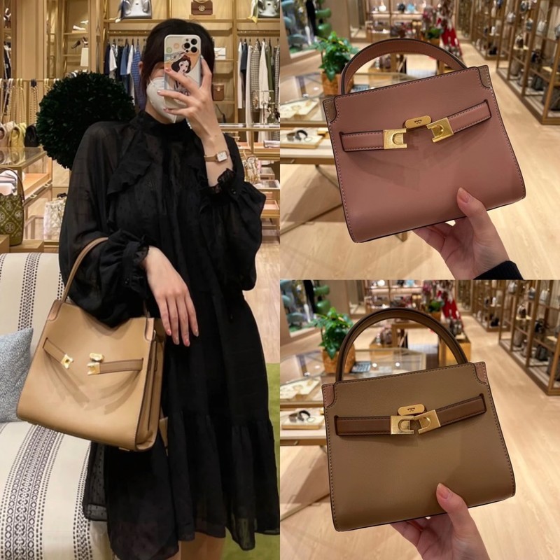 

Designer Toryburchs Lee double One Shoulder Messenger Tote Bag cowhide TB bag from in the United States, Black trumpet