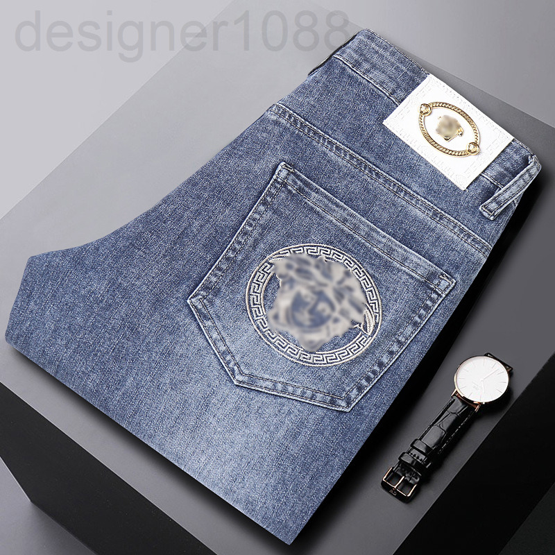 

Men's Jeans designer Light luxury embroidery high-end brand jeans men's Korean version slim straight Leggings 1C56, 2# packing bag