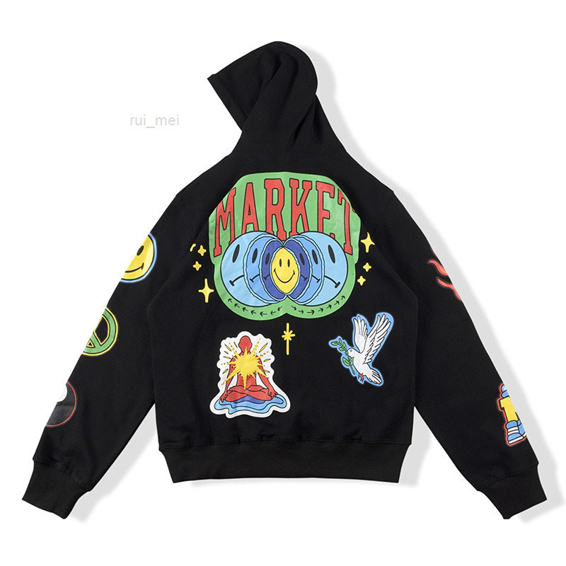 

Nice Washed Black Hoodie Men Women 1 Best-Quality Sweatshirts Foam Print Pullover Hoodies