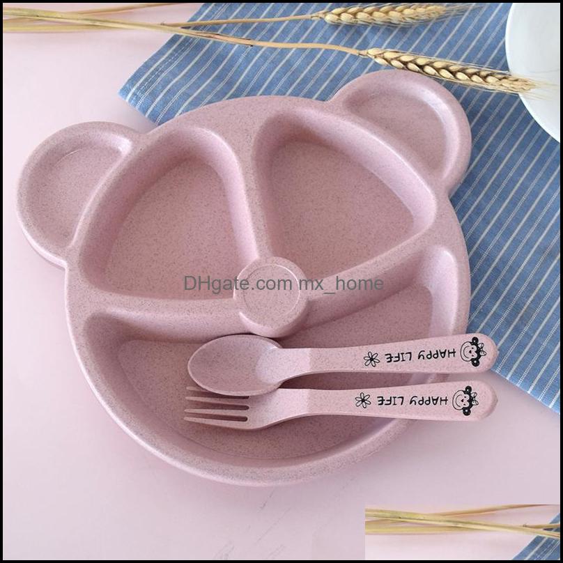 

Cups Dishes Utensils 3Pcs/Set Baby Bowlandspoonandfork Feeding Food Tableware Cartoon Bear Kids Eating Dinnerware Ant Mxhome Dhslx