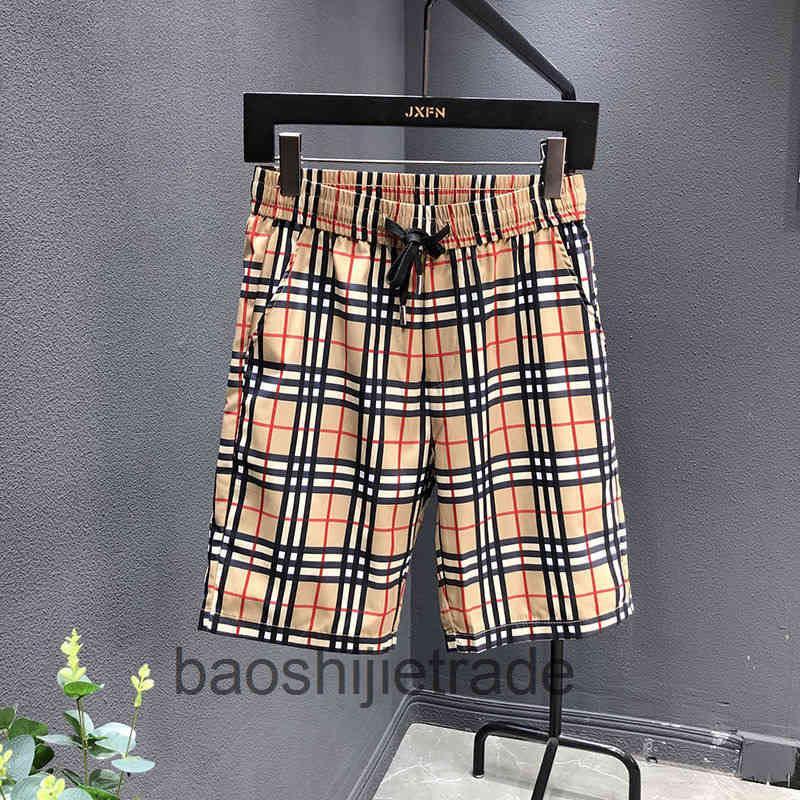 

Designer Burbe short Trendy summer Capris men's Plaid versatile quick drying beach shorts thin youth pants in 2022, Khaki