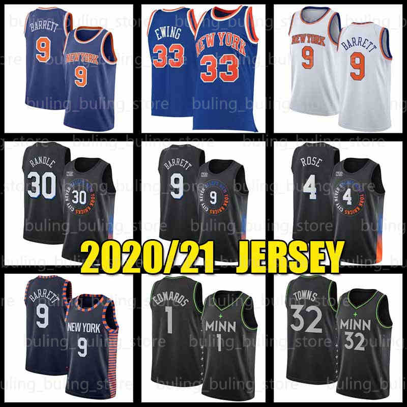 

2021 2022 New 9 RJ Barrett York Knick Jersey Julius Randle 8 4 30 Kemba Walker Derrick Rose Jerseys 33 Retro Patrick Ewing Basketball Mesh Mens Black