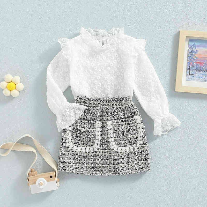 

Citgeett Autumn Kid Girl Short Skirt Outfits Long Sleeve Flower Pattern Tops at Elastic Waist Skirts Clothes Spring Set J220712, Red