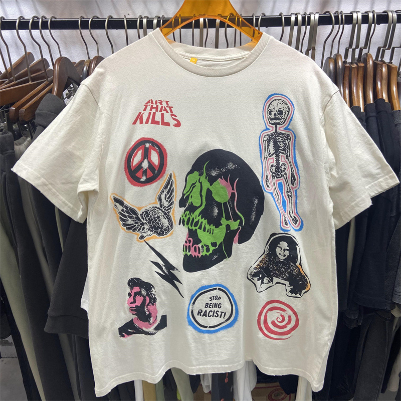 

Rel Pics Men's Washed Distressed T-Shirt Letter Printed T Shirt 2022 Summer Oversize Cotton Hip Hop Streetwear Men's Clothing