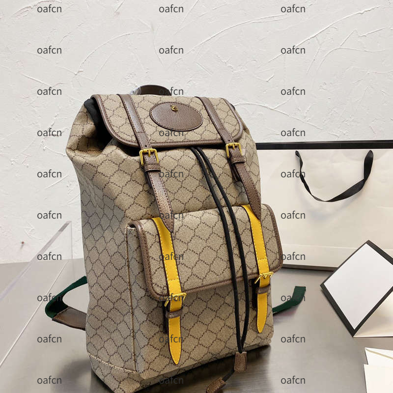 High Quality Designer Bag Men and Women Casual Style Backpack Large Capacity Letter Print Yellow Strap Travel Bag Computer Satchel