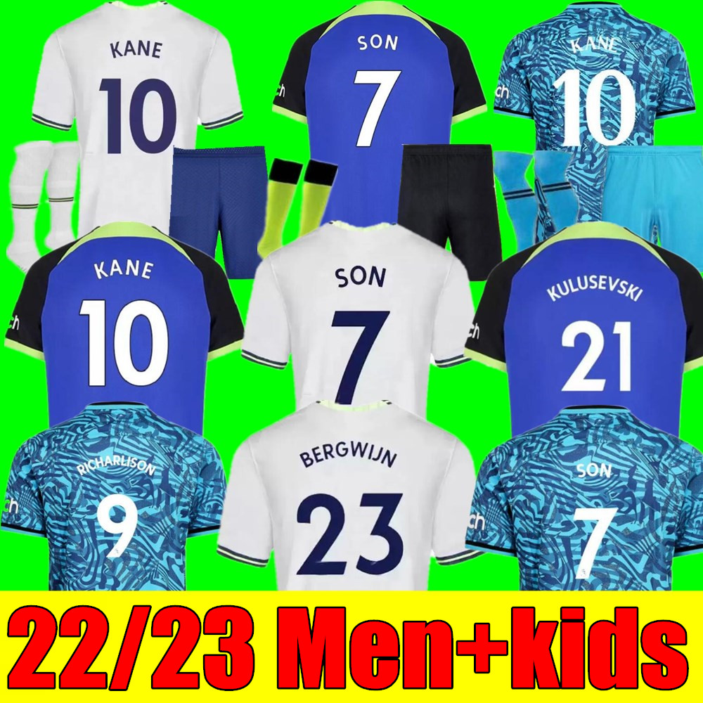

New 22 23 Men kids kit KANE SON DELE BALE soccer jersey home away 3rd goalkeeper gk HOJBJERG BERGWIJN SPURS LO CELSO 2022 2023 LUCAS football shirts uniforms adult Youth, 22/23 kids 3rd+socks