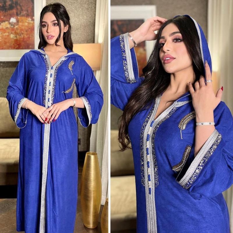 Vêtements ethniques 2022 Ramadan Moubarak Abayas pour femmes Dubaï Robe à capuche musulmane Jalabiya Kaftan Maroc Turkish Turkish Evening Robe Islam