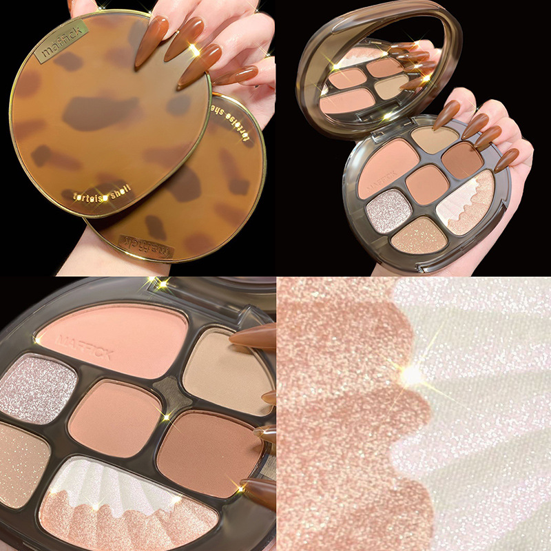 8-color female eye shadow plate millennium powder plate high-gloss blush super fire matte earth color new blush Amber glass-image-783864290