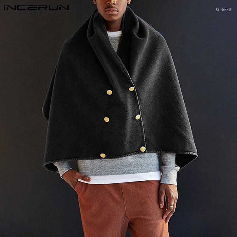 

Men's Trench Coats 2022 Men Cloak Loose Double Breasted Streetwear Vintage Ponchos Patchwork Casual Irregular Cape S-5XL INCERUN Kend22, Camel