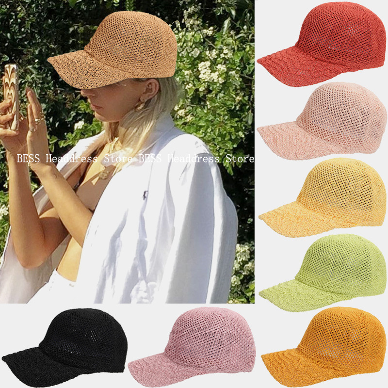 

New Mesh Baseball Cap Women Casual Outdoor Visor Sun Protection Cap Summer Unisex Solid Color Sun Hats Holiday Cool Hip Hop Hat Y220716, Orange-1
