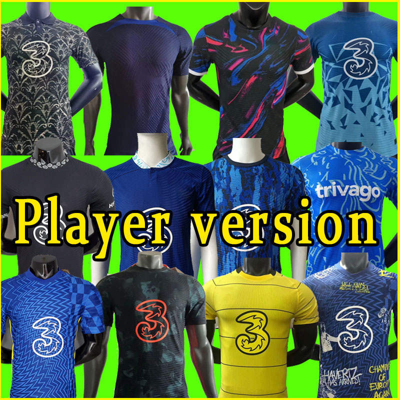 

PLAYER VERSION CFC 2022 2023 PULISIC soccer jersey ZIYECH HAVERTZ KANTE WERNER ABRAHAM CHILWELL MOUNT JORGINHO LUKAKU football shirt training champion, 21-22 away