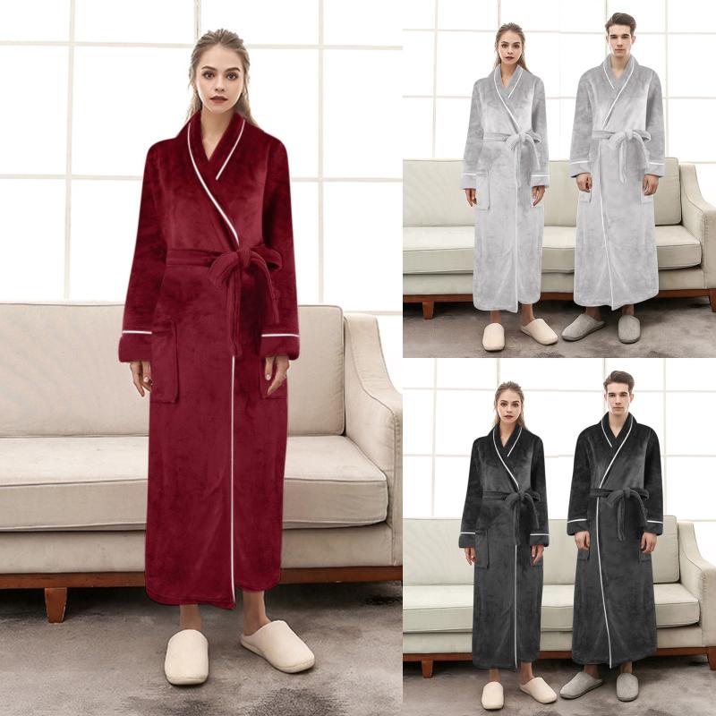 

Women's Sleepwear Womens Silk Sleep Winter Warm Long Bathrobe Homewear Sleeve Robe Coat For Men Women Soft Nightshirt CottonWomen's, Grey