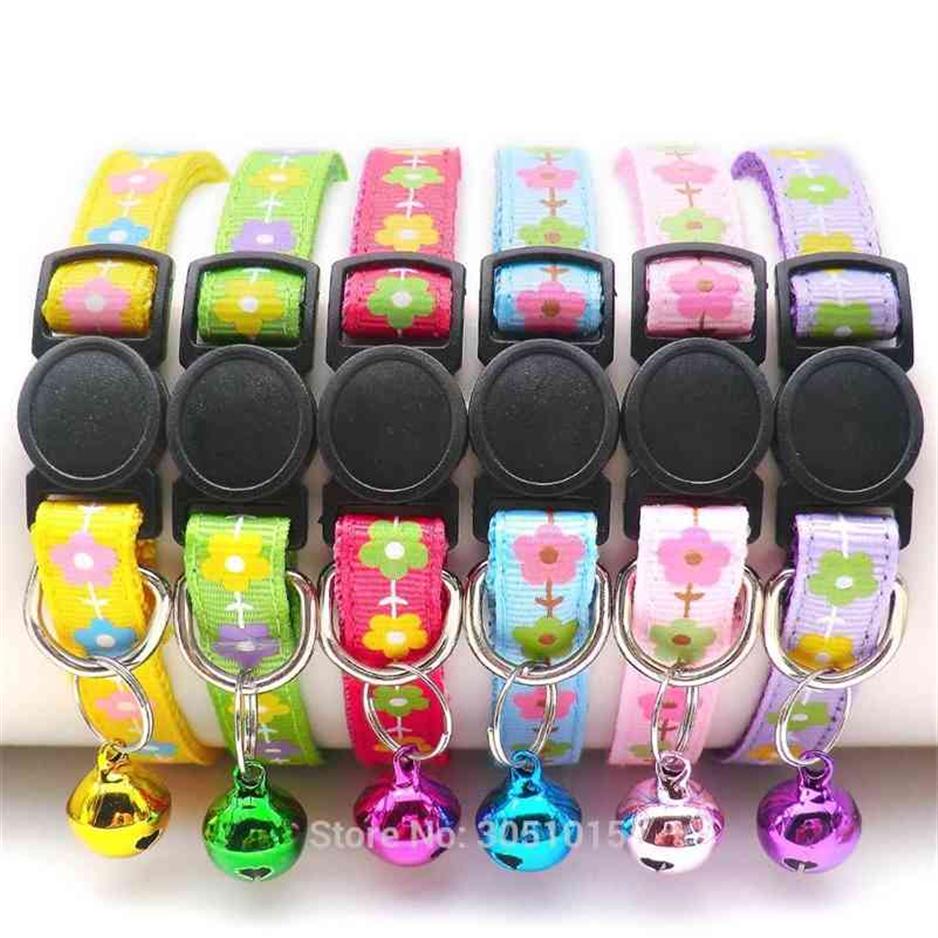 

24Pcs Safety Button Cat Collar Safety Breakaway Small Dog Cute Nylon Adjustable Collar with bell for Puppy Kittens Necklace 210325298h