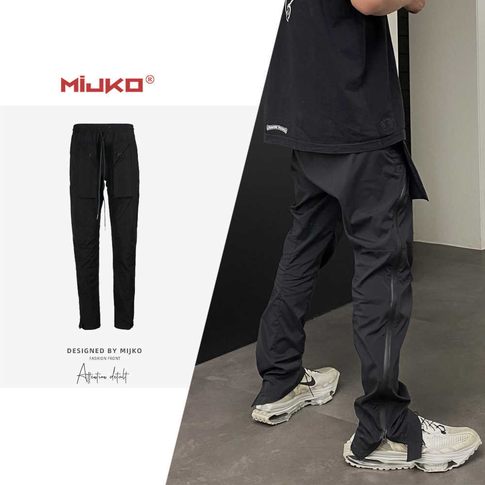 

Men's Pants Mijko men's and women's new vibe style casual pants non undermycar niche nylon pocket functional pants, Black