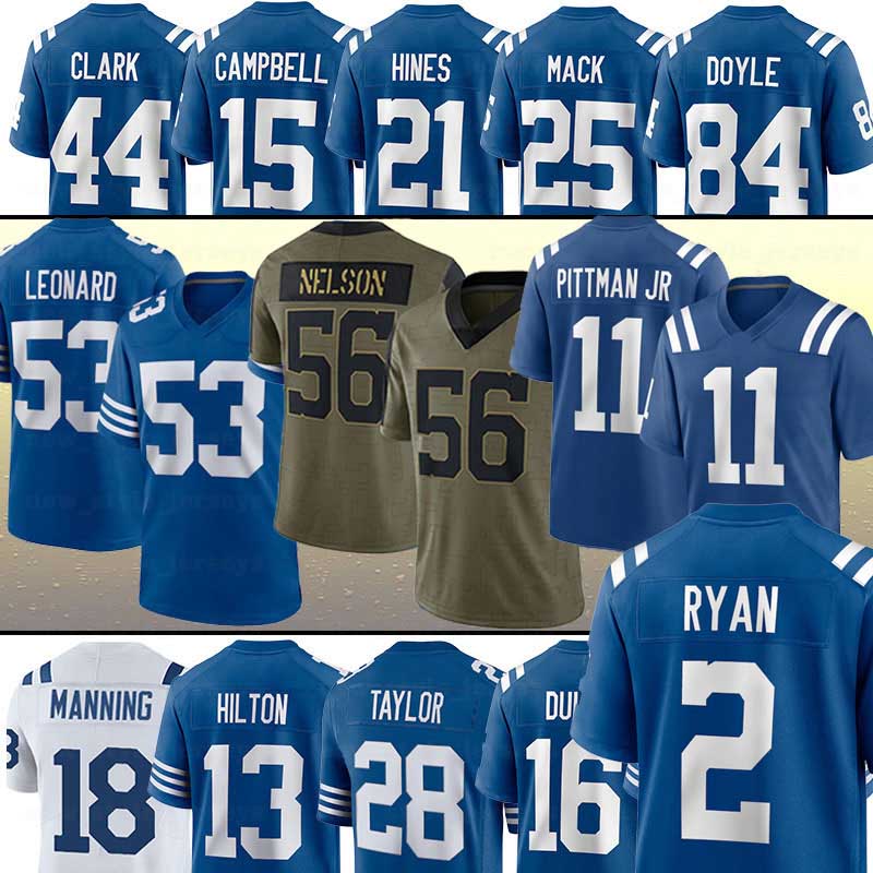 

2 Matt Ryan Football Jersey 53 Darius Leonard 28 Jonathan Taylor 56 QUENTON NELSON 11 Michael Pittman Jr. 13 T.Y. Hilton Kwity Paye, Men (xiao ma)