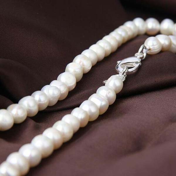 

8mm Natural Pearl White/Pink/Purple 925 Sterling Silver Necklace 18inch