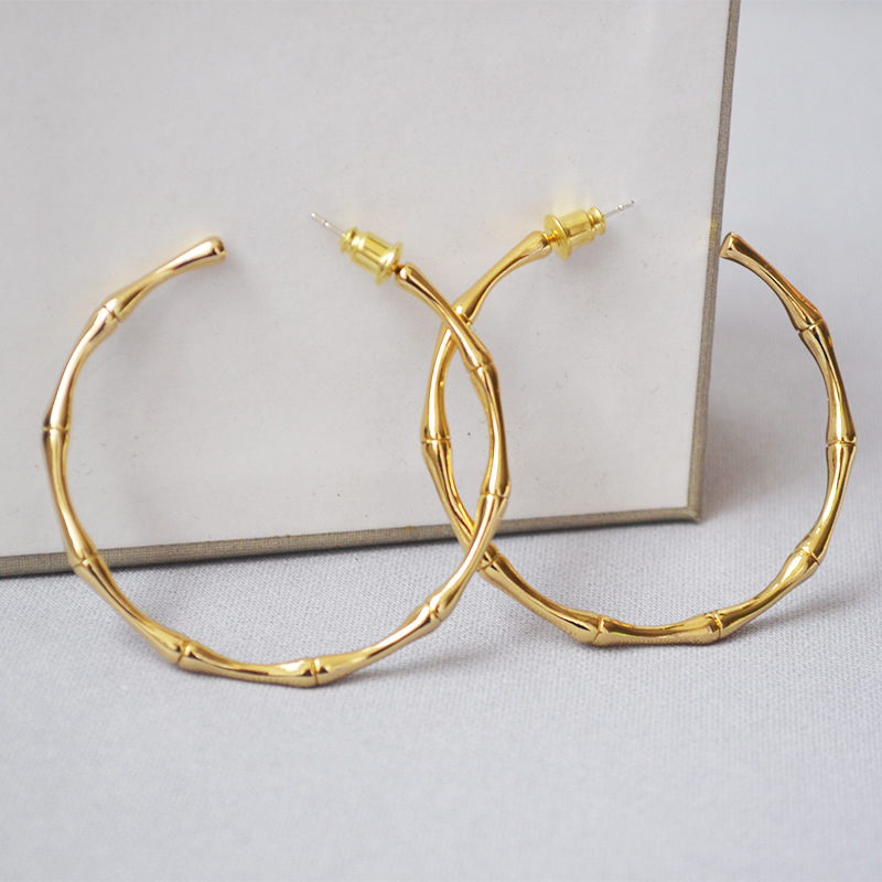 

Bamboo Joint Gold Earrings & Bracelet & Ring Set, Ring (open-end)