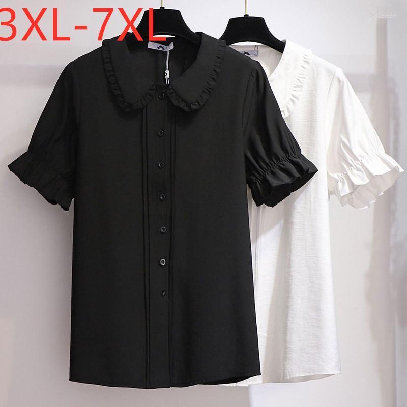 

Women's Plus Size T-Shirt 2022 Summer Tops For Women Large Blouse Loose Casual Short Sleeve Chiffon Shirt Black White 3XL  5XL 6XL 7XL Ja