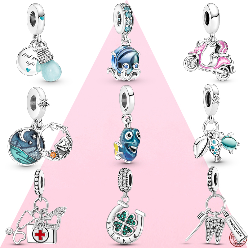 925 argent sterling enrôlant charme étoile de mer les perles de perles de perles en ajustement bracelet bricolage bijoux accessoires