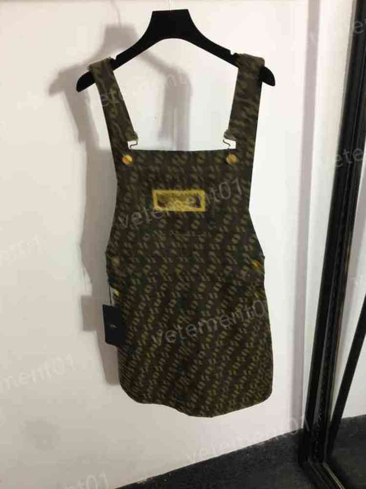 

Fashion Womens Dresses Joint F Jacquard Letter Button Suspender Skirts Dress High Quality Luxury Designer Women Clothing 0912