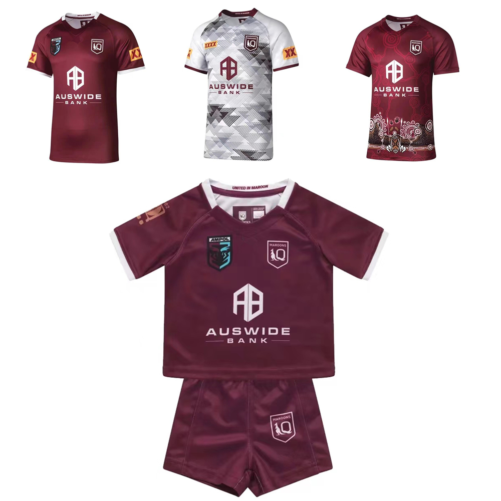 

QLD kids suit jersey 2022 2023 QUEENSLAND MAROONS rugby jersey STATE OF ORIGIN INDIGNEOUS TRAINING rugby shirt Custom name and number, 2022 home custom