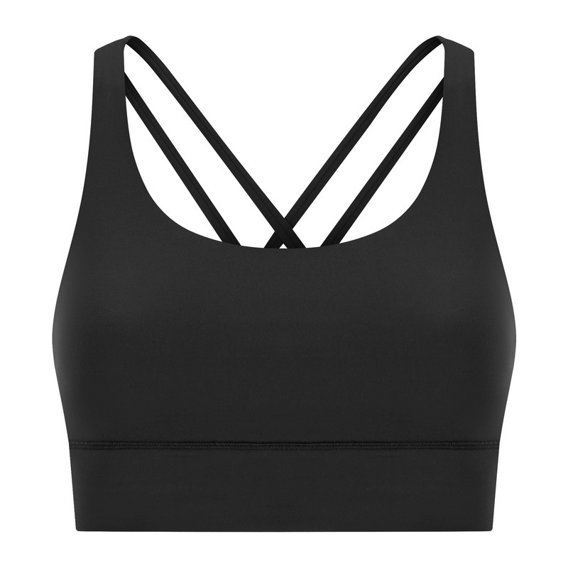 

Tops Tank Women Buttery Yoga Soft Sports Bra With Removable Cups Underwear Classic Fashion Vest Skin-Friendly Cross Strap Cami H0Z0, Tawny