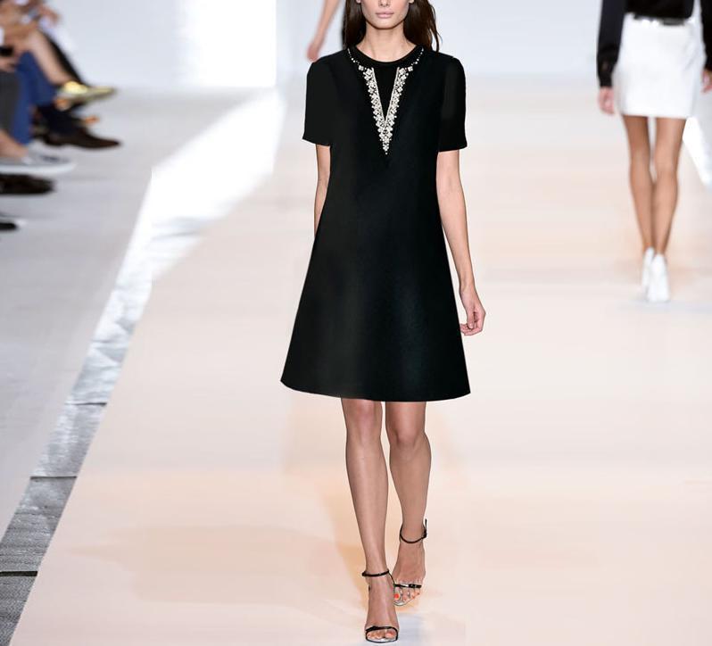 

Party Dresses Women Summer Dress 2022 Short Sleeve O-neck Waist Closing Midi Elegant White Black Office DressesParty