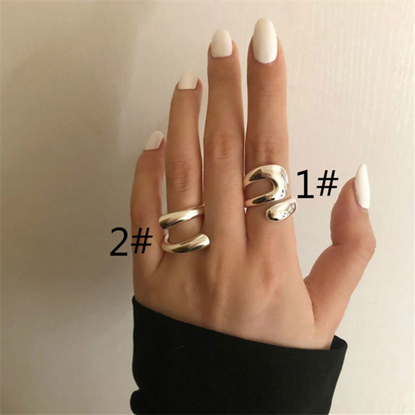 

New European and American Band Rings Ladies Fashion Creative Hollow Irregular Geometric Birthday Party Jewelry Gift AB875