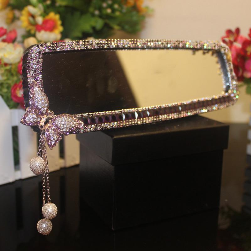 

Other Interior Accessories Rhinestones Car Rearview Mirror With Diamond Crystal Butterfly Rear View For Girls Auto AccessoriesOther