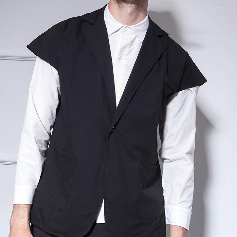 

Men' Vests Waistcoat Loose Large Size Single-breasted Suit Collar Clip European And American Male Banquet Host Performance Sta Kare22, As pic