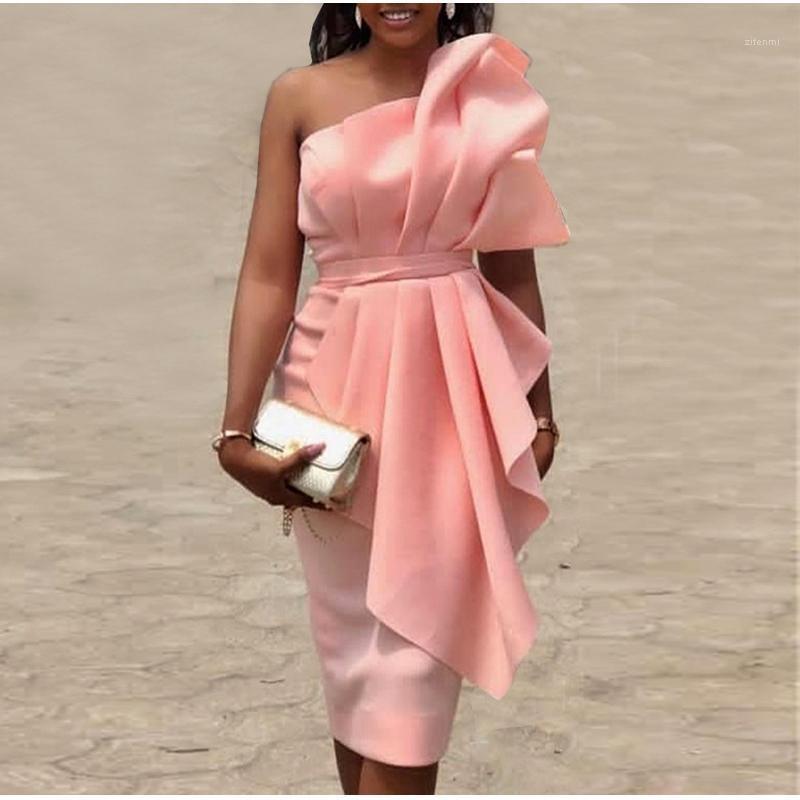 

Casual Dresses 2022 Summer Bodycon Sexy Dress For Women Off Shoulder Backless Elegant Ladies Tight Robes Evening Party Midi, Pink