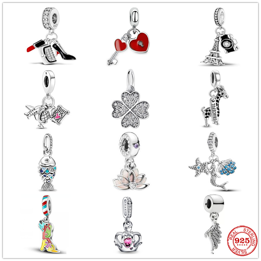 925 argent sterling pendage entente bleue à échelle à l'échelle royale perles de couronne perle ajustement charmes bracelet bricolage bijoux acce
