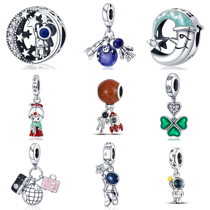 

New s925 sterling silver astronaut series sparkling bead original fit pandora charm classic accessories cute koala animal bracelet ladies gift DIY jewelry