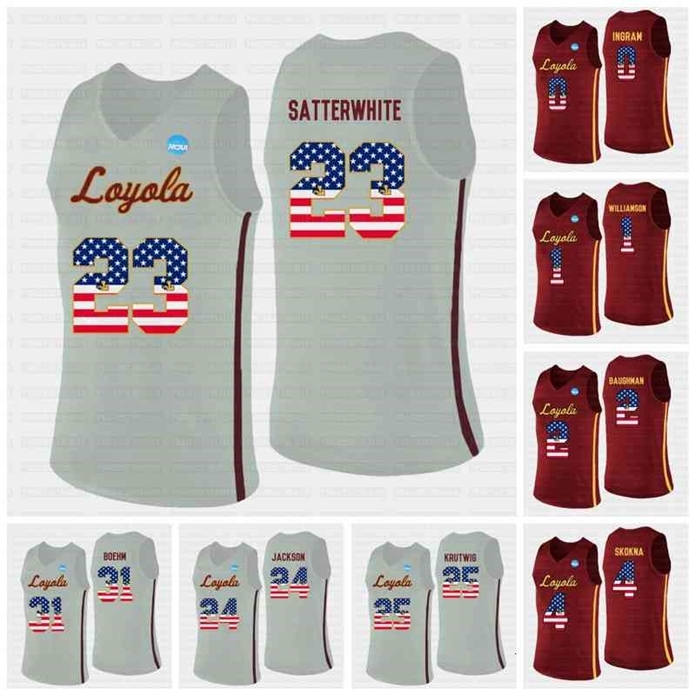 

Sj98 C202 Loyola Ramblers NCAA Basketball Jersey 0 Donte Ingram 1 Lucas Williamson Baughman Skokna Townes Avery Negron Custer Richardson Jean, White womens s-2xl