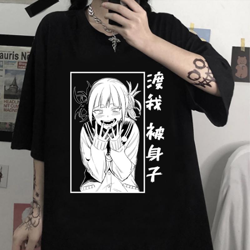 

Men's T-Shirts Boku No Hiro Akademia T-Shirt Casual Hip Hop Oversized Womne Men Gift Clothes Harajuku Himiko Toga, Black