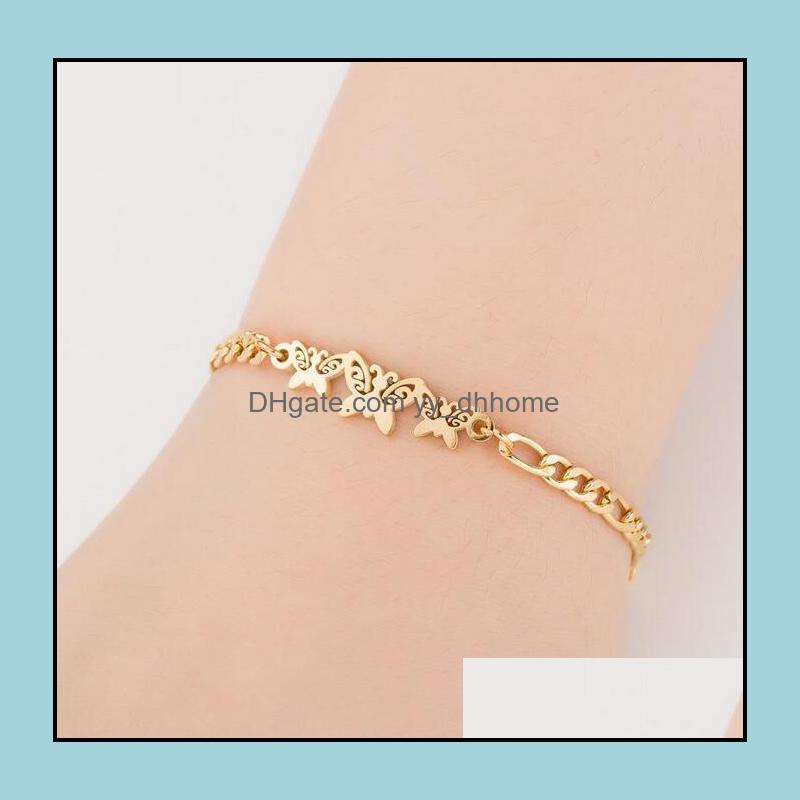 

Link Chain Bracelets Jewelry Butterfly Charm Link Bracelet Adjustable Gold Sier For Women Fashion Party Wedding Bridal Wholesale Drop Deliv