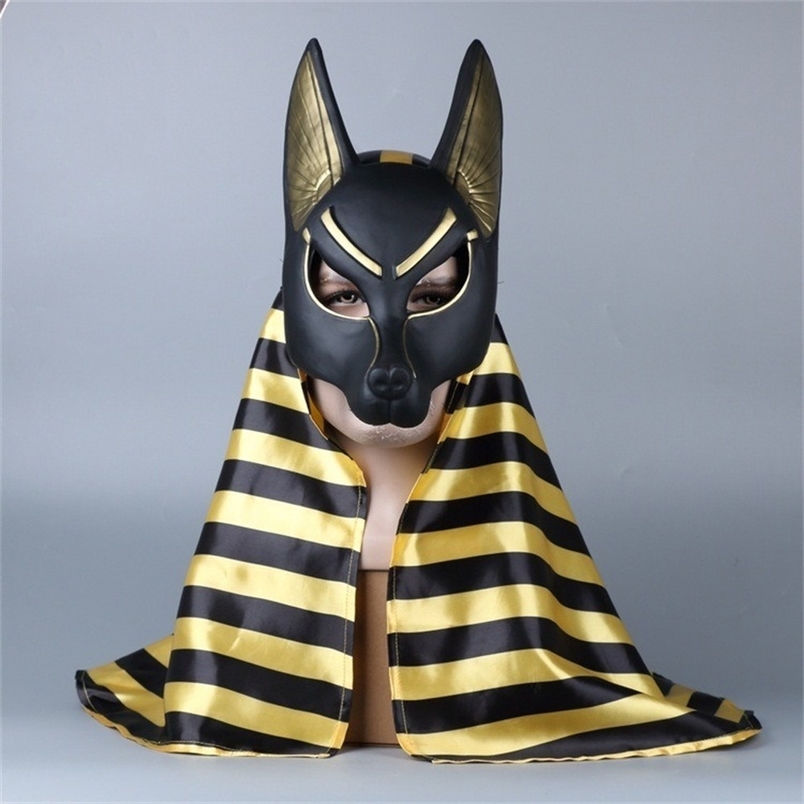 

Egyptian Anubis Cosplay Face Mask Wolf Head Jackal Animal Masquerade Props Party Halloween Fancy Dress Ball 220812