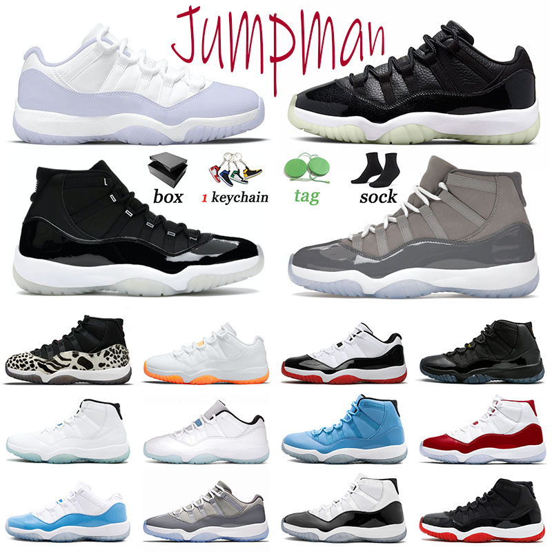 

With Box 11 Jumpman Basketball Shoes Low 72-10 Men Trainers 11s Cherry Space Jam Pure Violet Women Sneakers Sports Cool Grey Concord Citrus Cap and Gown Legend Blue 36-47, 40-47