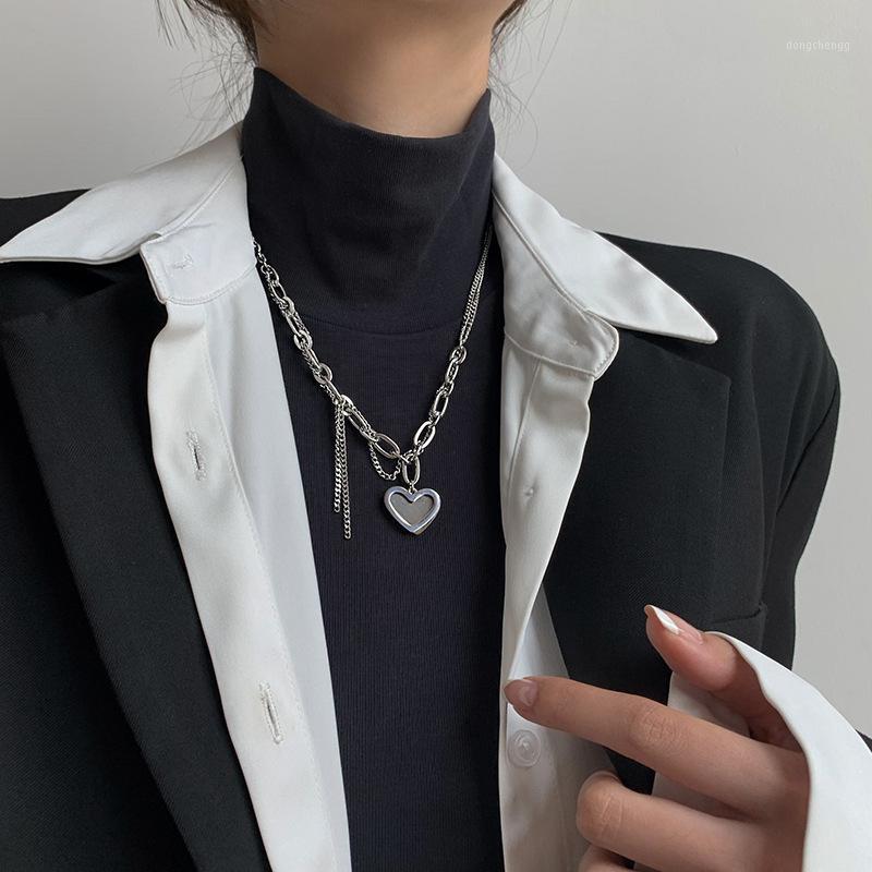 

Pendant Necklaces Asymmetry Stainless Steel Chain With Hearassel Pendants For Women/Men Necklace Korean Fashion Jewelry Unisex