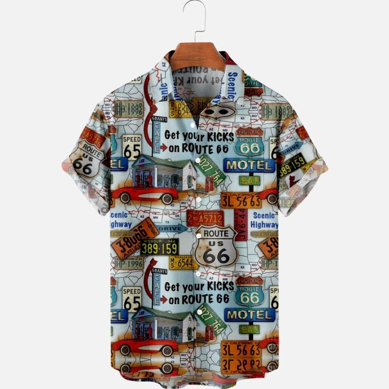 

Men's Casual Shirts Summer Short Sleeve Original Risk Free Print Ethnic Trend Men's Tops 034Men's, Beige