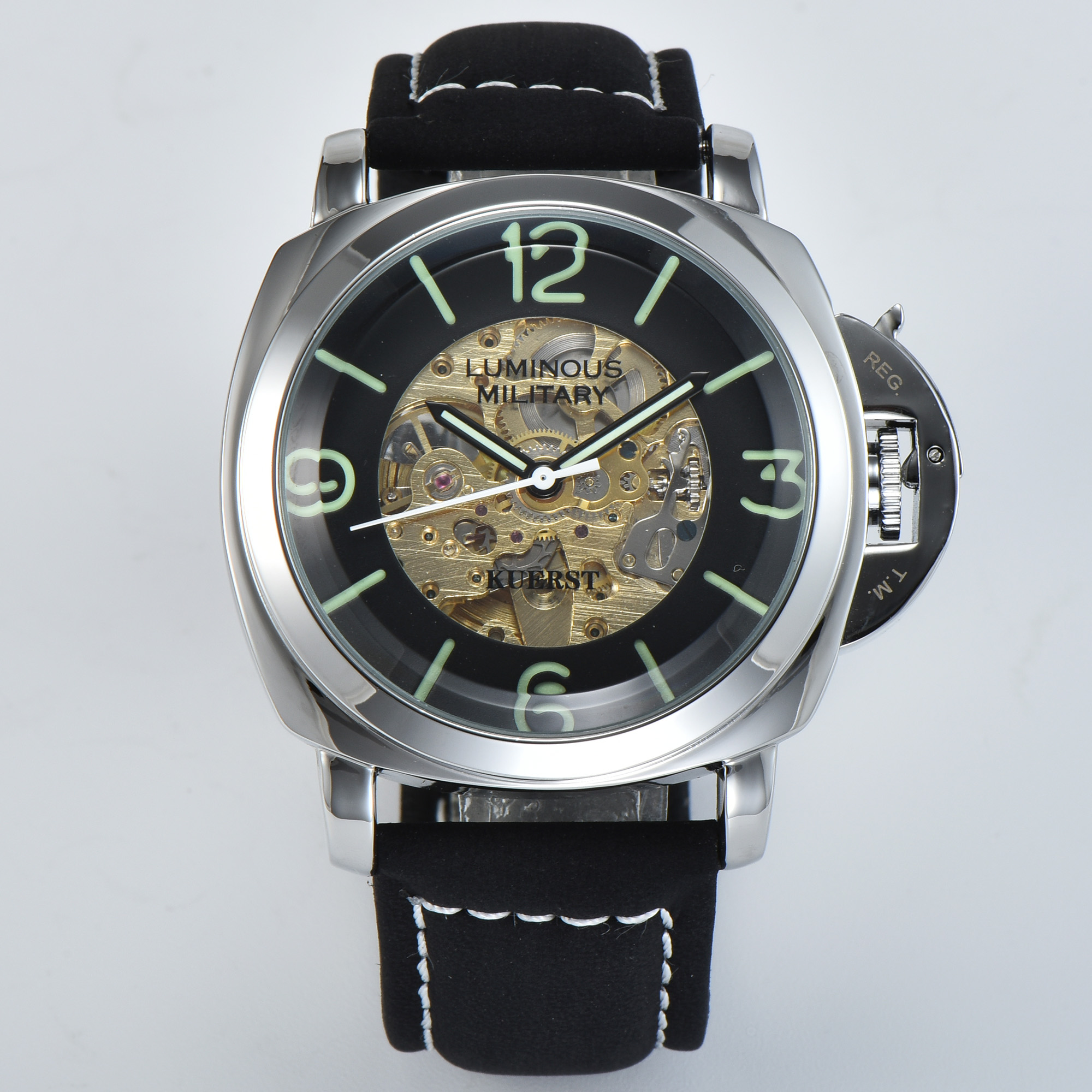 

New Leather Strap Vintage Luxury Fully Automatic Mechanical Watch hollow out Men's Diving Watches
