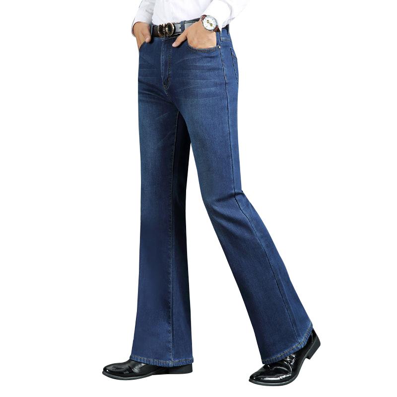 

Men's Jeans Winter Fleece Flared Men Boot Cut Denim Pants Plus Thicken Warm Elastic Blue Black Trousers Fashion Clothing Size 28 - 38Men's