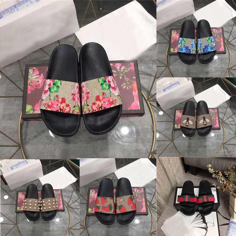 

Designer Men Women Slippers Rubber Slides Sandal Flat Blooms Strawberry Tiger Bees Green Red White Web Shoes Summer Beach Outdoor Fli GG guccie, 23