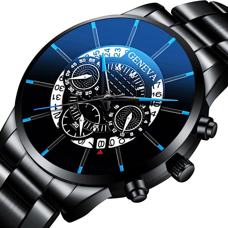 

Wristwatches Blue Ray Quartz Clock Geneva Mens Watches Male Top Watch For Men Stainless Steel Wrist Reloj Hombre WristwatchesWristwatches, Bronze