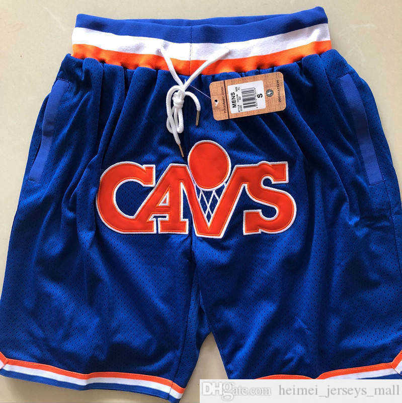 

Cleveland''Cavaliers''Men Basketball Shorts JUST DON Stitched Mitchell and Ness With Pocket Zipper Sweatpants Mesh Retro Sport PANTS -2XL