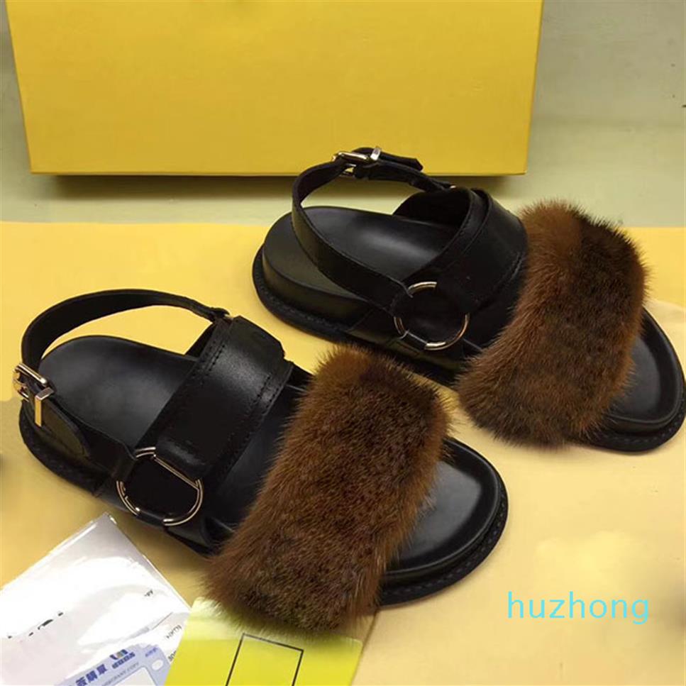 

Large size New pattern high quality Latest Man Women Letter Mink sandals Slides Fashion Slippers with Flat Mules in Luxurious Mink237s, Black