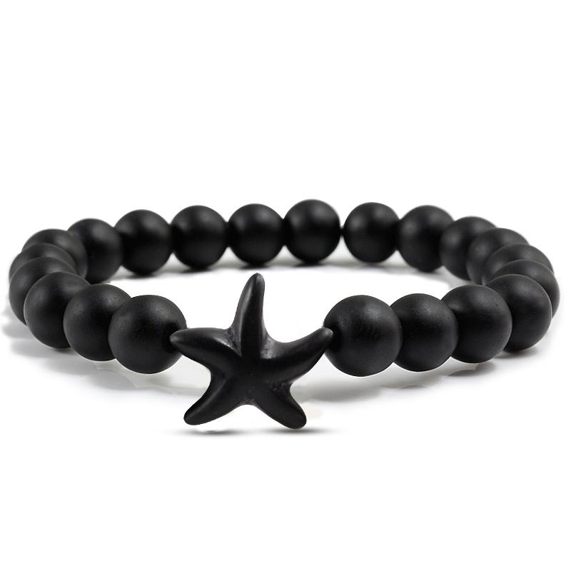 

Charm Bracelets 18 Colors Fashion Natural Stone Star Black Beaded Bangles Starfish Elastic Handmade Holiday Jewelry Gifts Drop